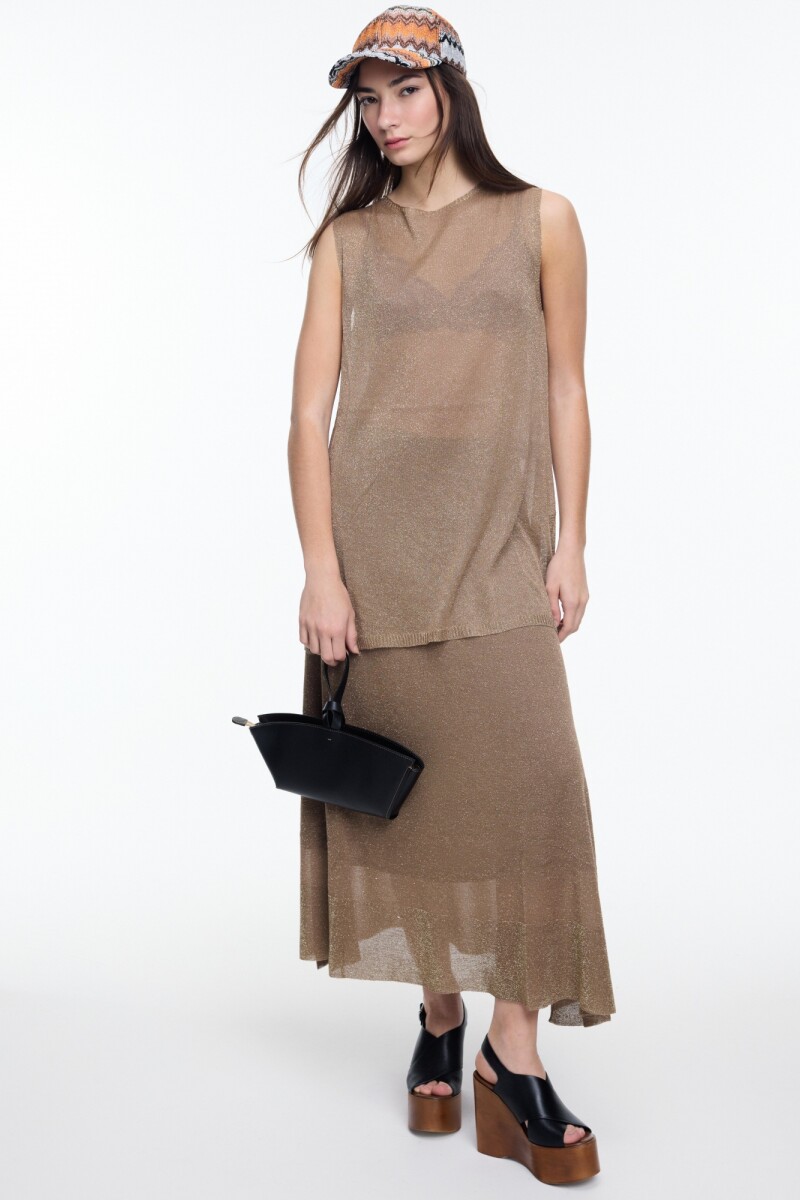FALDA TEJIDA LUREX Bronce