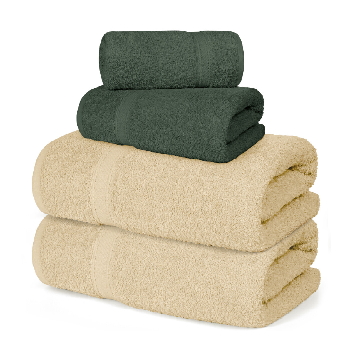 JUEGO 4 TOALLAS LANCASTER - BEIGE Y VERDE 
