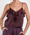 Musculosa Volado Saten Bordeaux