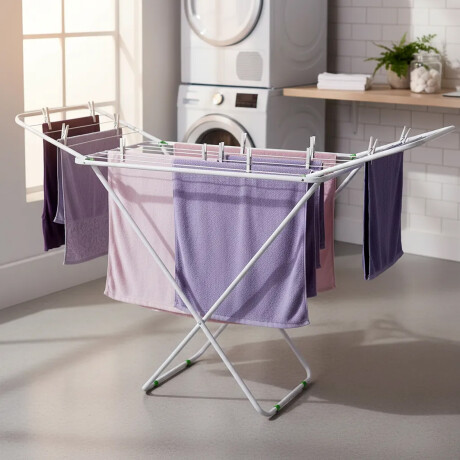 Tendedero De Pie Extensible Plegable Mor Acero 8 Mts Ropa Blanco