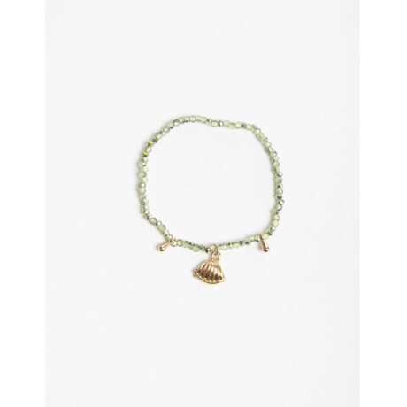 Pulsera Elastica Beads Y Dijes Metal Dorado