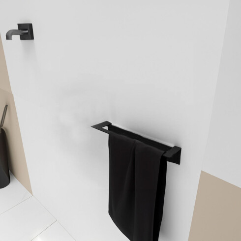 Toallero Recto Largo En Ac Inox Color Negro Mate 000