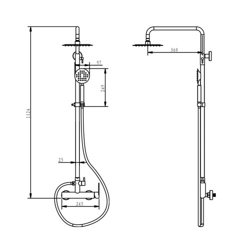 GRIFERIA BARRAL DUCHA EXTERIOR EN NEGRO MATE - SERIE SALEMI 000