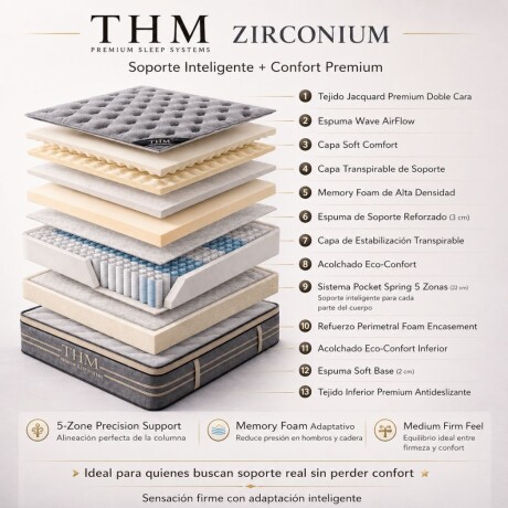 Colchon de resortes 2 Plazas HAMPTONS Zirconium Colchon de resortes 2 Plazas HAMPTONS Zirconium