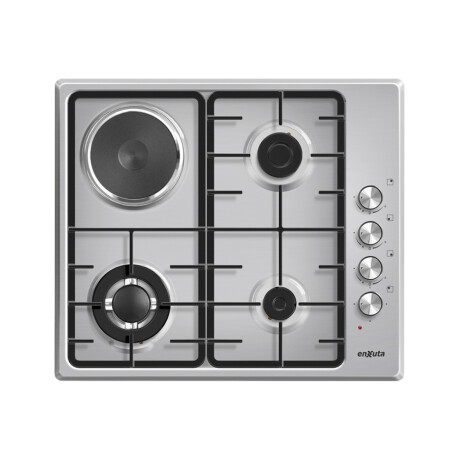 Anafe de Empotrar enxuta con 3 Hornallas a Gas y 1 Disco Eléctrico con Hierro Fundido Inox