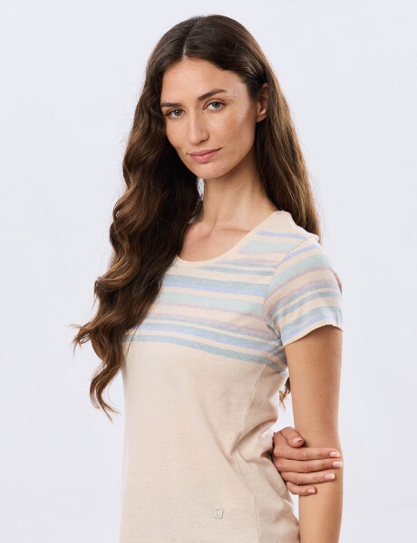 REMERA RAYADA DE ALGODÓN Beige