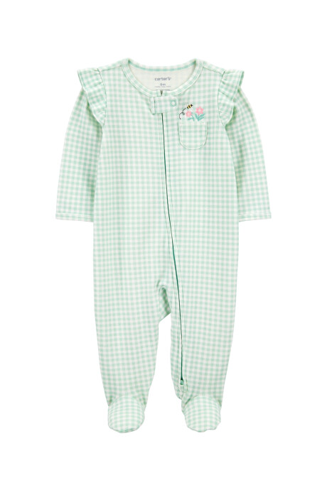 Pijama una pieza de algodón, con pie, diseño a cuadros Pijama una pieza de algodón, con pie, diseño a cuadros