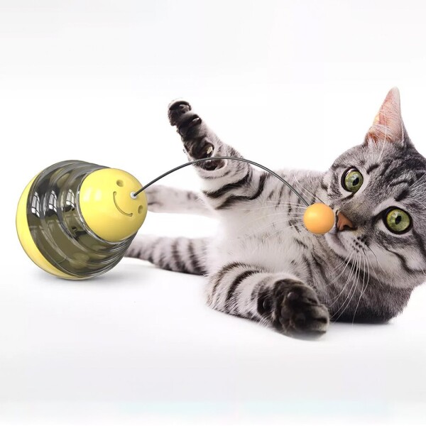 Juguete Gato Dispensador Comida Interactivo Mascota Alimento Color Variante Amarillo