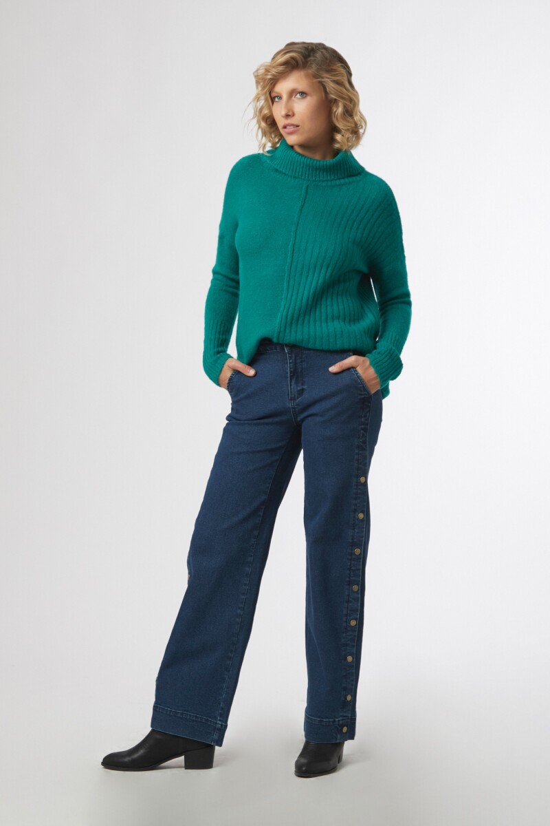 Jean ancho con broches jean medio