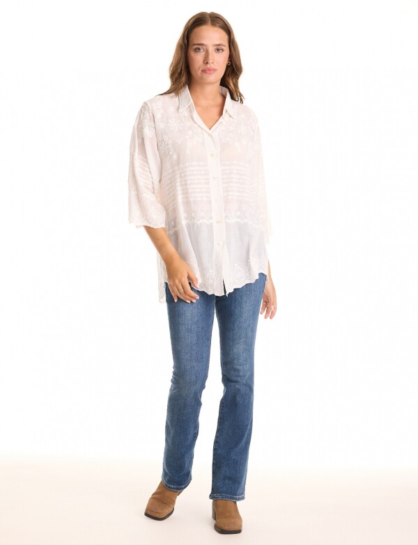 Camisa Algodon Broderie CRUDO