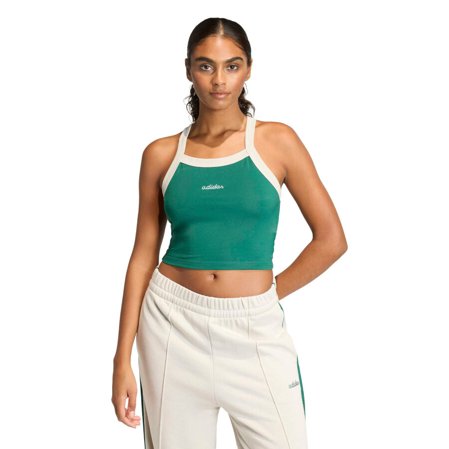 Musculosa de Mujer Adidas Essentials Bordado W Verde - Blanco