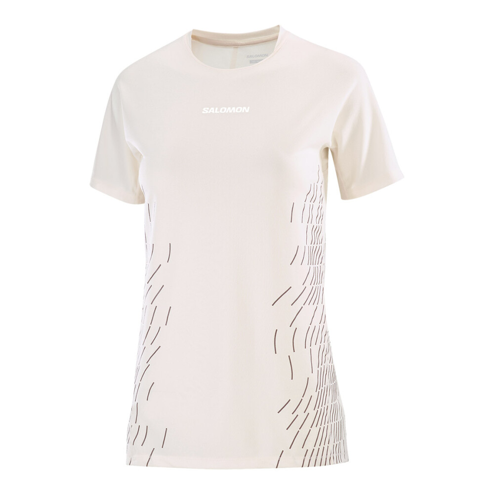 Salomon Remera manga corta Sense Aero SS tee GFX W para Mujer - Blanco Blanco