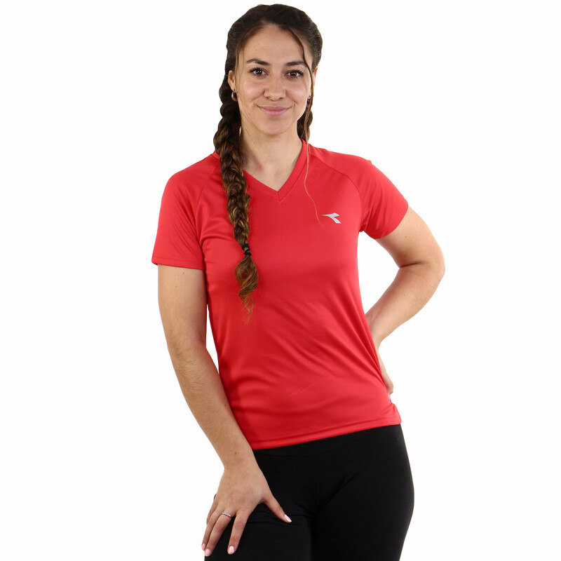 Remera Deportiva Mujer Diadora Dry Fit Rojo