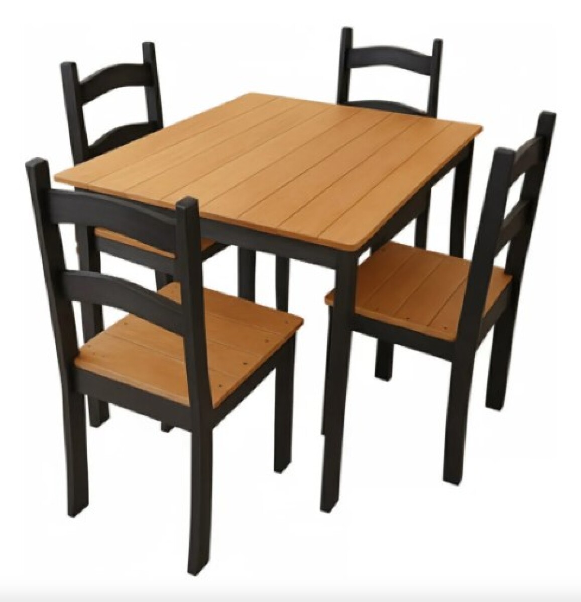 Juego de Comedor Mesa + 4 Sillas color Madera con NEGRO 