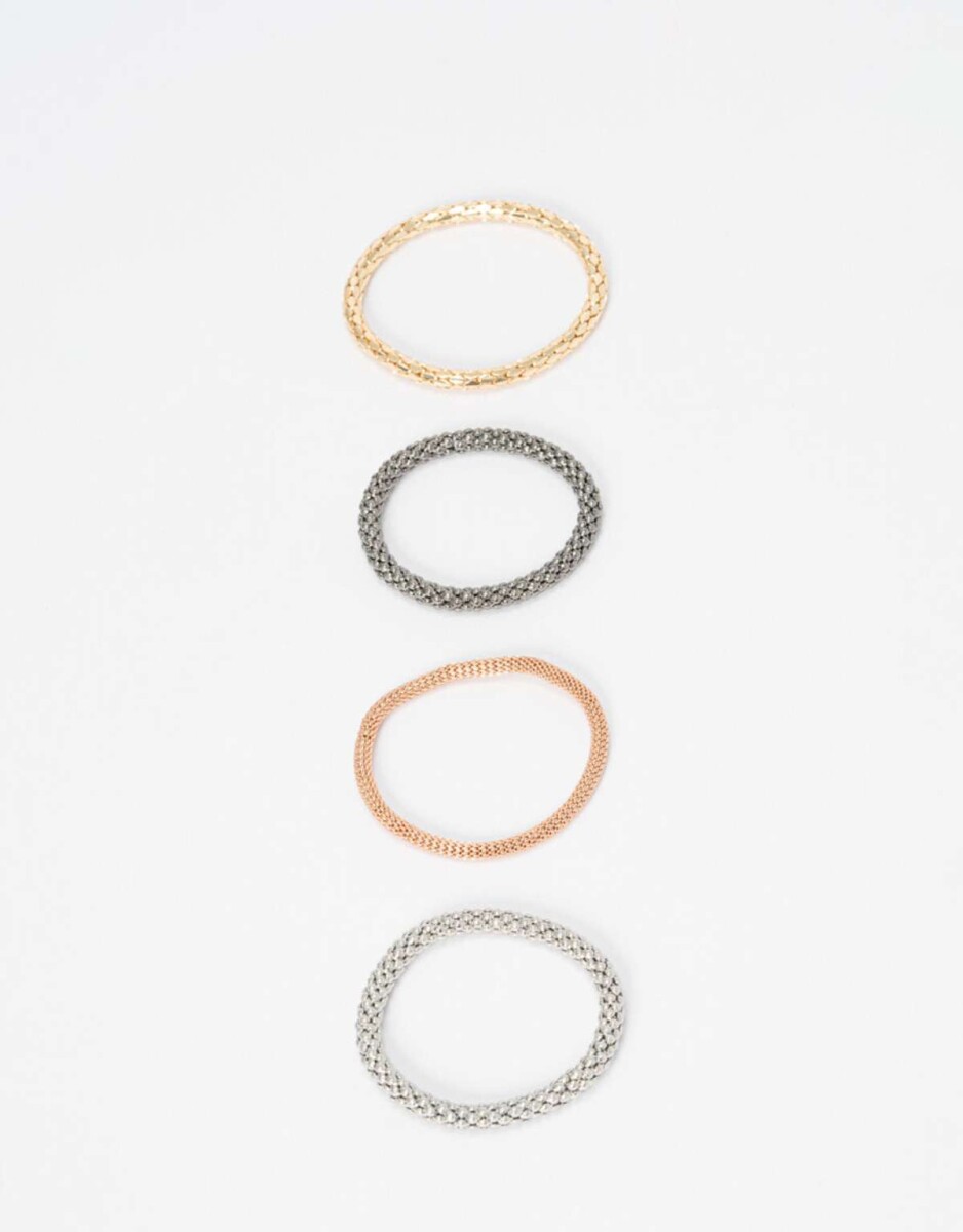Set De Pulseras Elásticas. - Dorado 