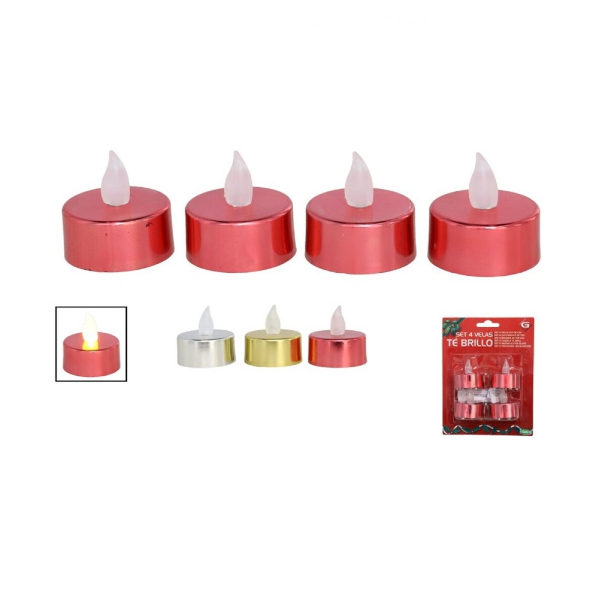 Set 4 Velas Te Brillo 3.5X4Cm 