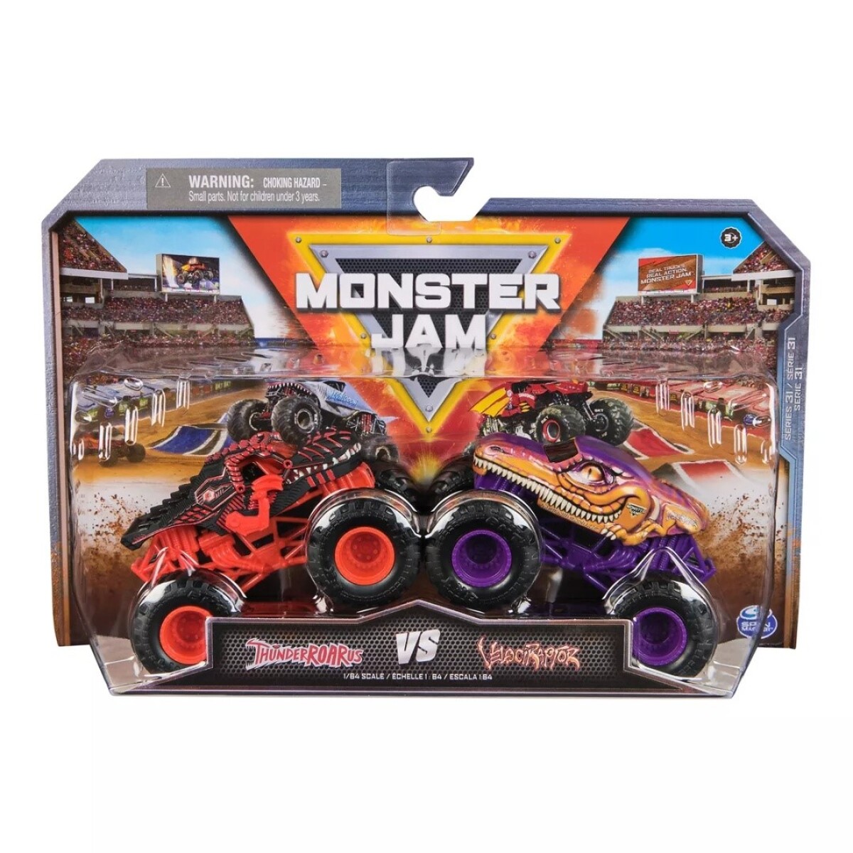 Pack X2 Vehículos Monster Jam 58702 1:64 Thunderroarus 