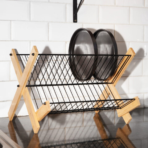 Escurridor seca platos plegable hierro y madera Escurridor seca platos plegable hierro y madera