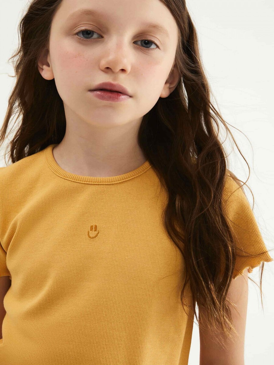 BLUSA INFANTIL EN TELA ACANALADA - AMARILLO 
