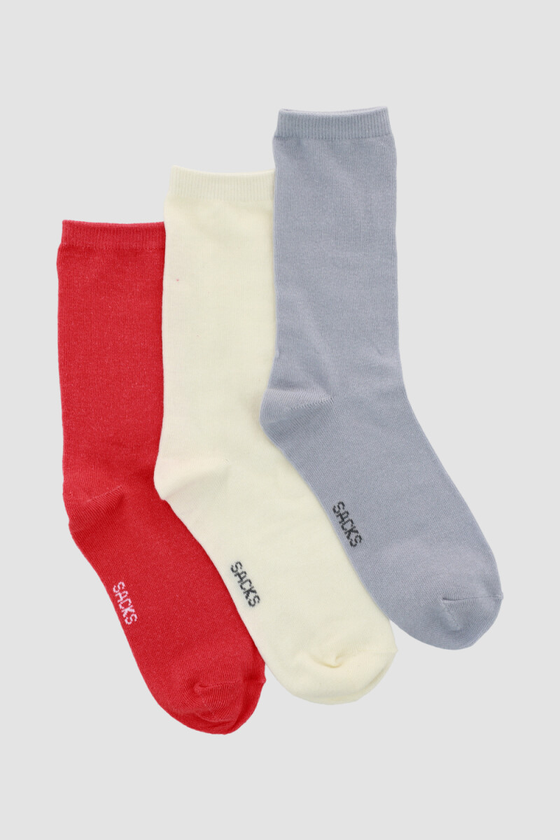 Pack de tres medias lisas. de algodón. en varios colores sur Variante 47