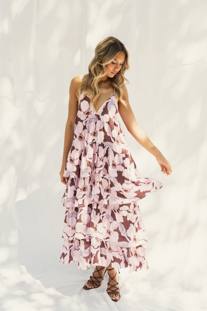 VESTIDO SERENELLA MAXI PETAL COCOA DUST 