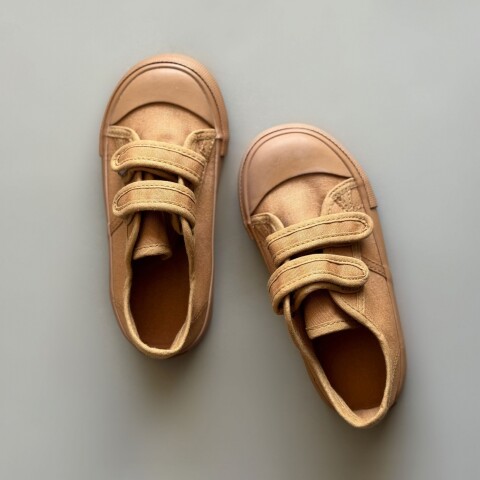 Zapatillas De Lona Velcro Ocre