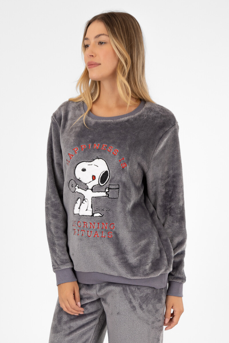 Pijama morning rituals coral fleece Gris melange