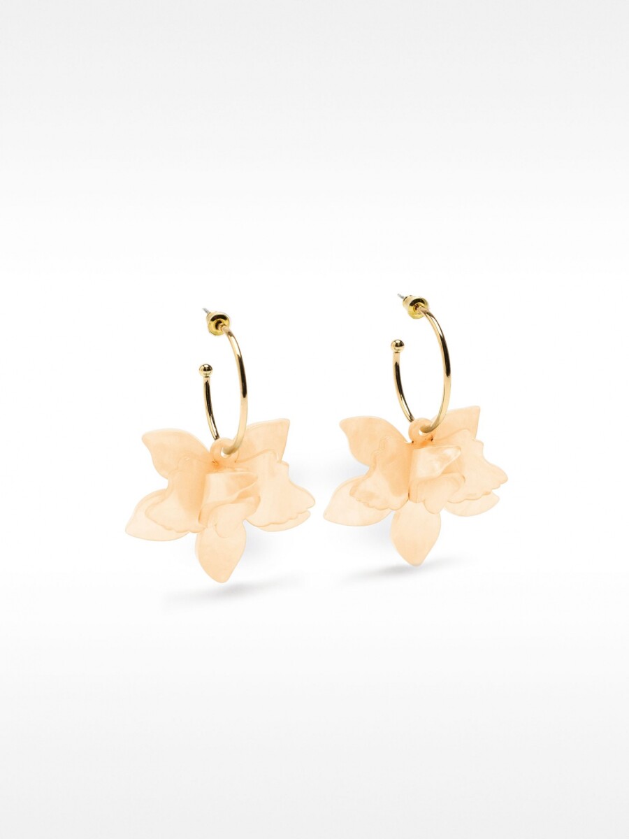 Aros Abiertos Con Maxi Flor rosa