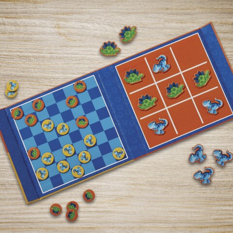 Juegos Magnéticos x2 Damas + Tatetí Crocodile Creek Dinosaurios
