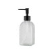 Dispensador de jabón de vidrio y base cuadrada 400ml TRANSPARENTE