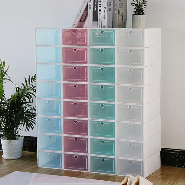 Cajas Estantes Organizador Rack Zapatos Zapatera Apilabl X48 Color Variante Corazon Blanco