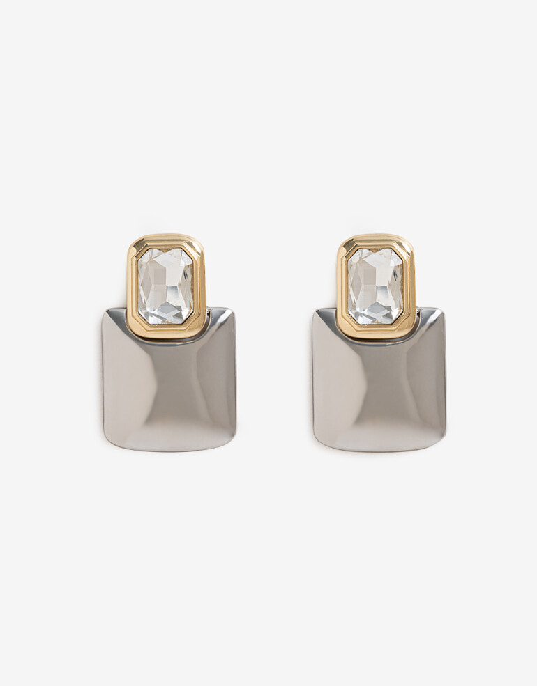 Aros Colgantes Largos Strass Aros Colgantes Largos, Statement Night - Combinacion Bicolor