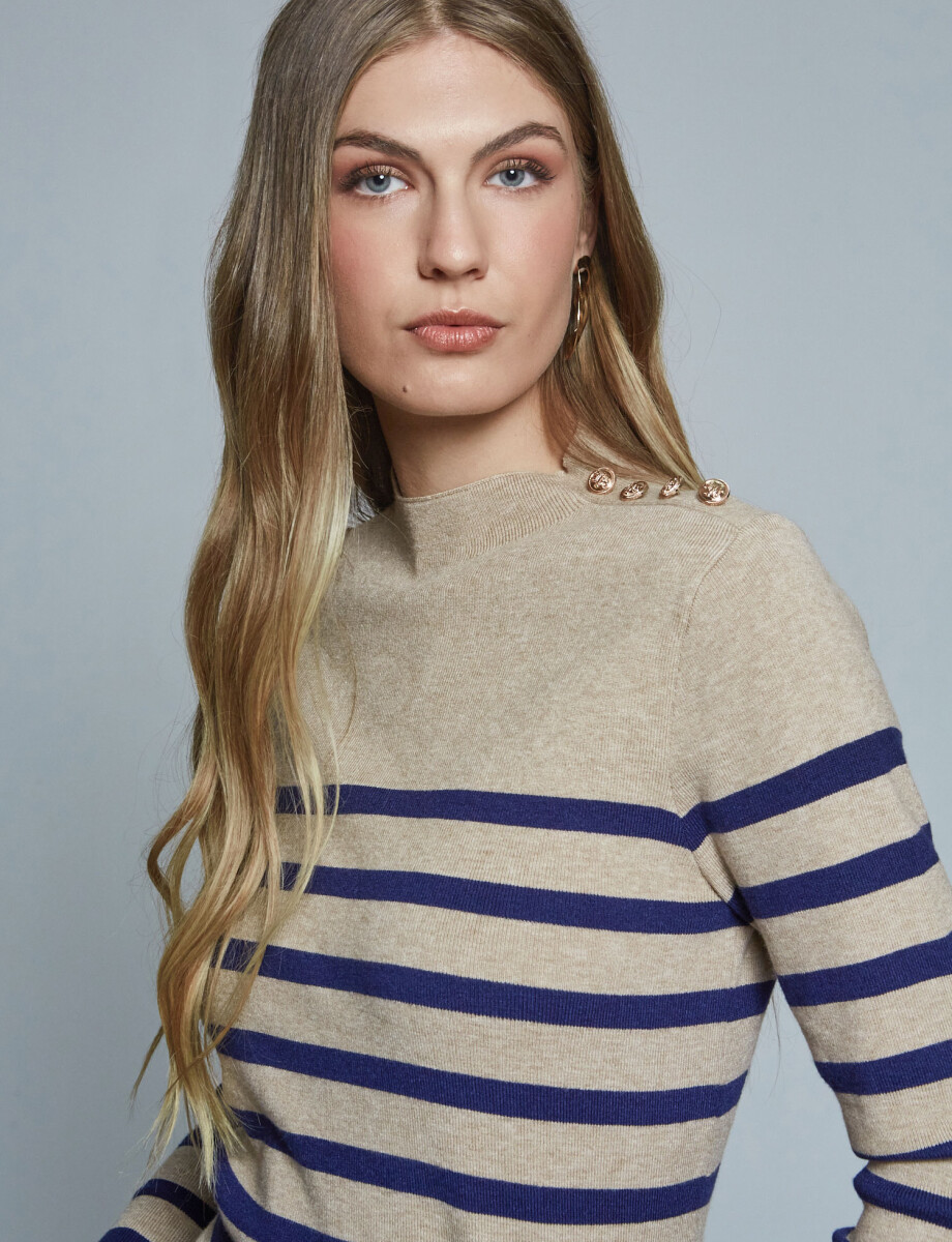 Sweater rayas crudo