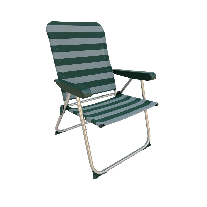 Silla de Playa Aluminio Respaldo Alto Color VERDE Rayas Silla de Playa Aluminio Respaldo Alto Color VERDE Rayas