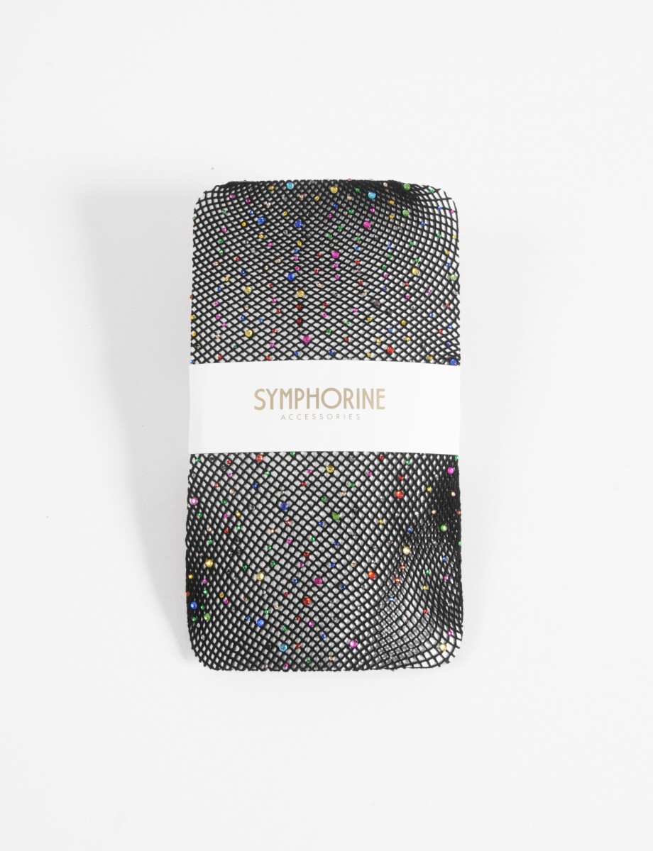 Medias can can de red con completas gemas - negro 