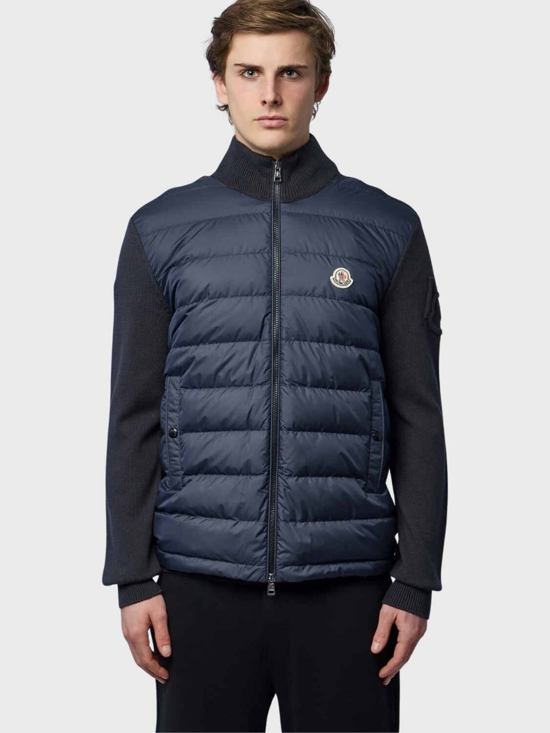 MONCLER - Campera Acolchada de Algodón Azul Oscuro