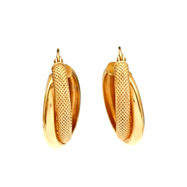 Caravanas aros de oro facetados inflados - Oro bajo - Sin piedra- CA8040 sinpiedra