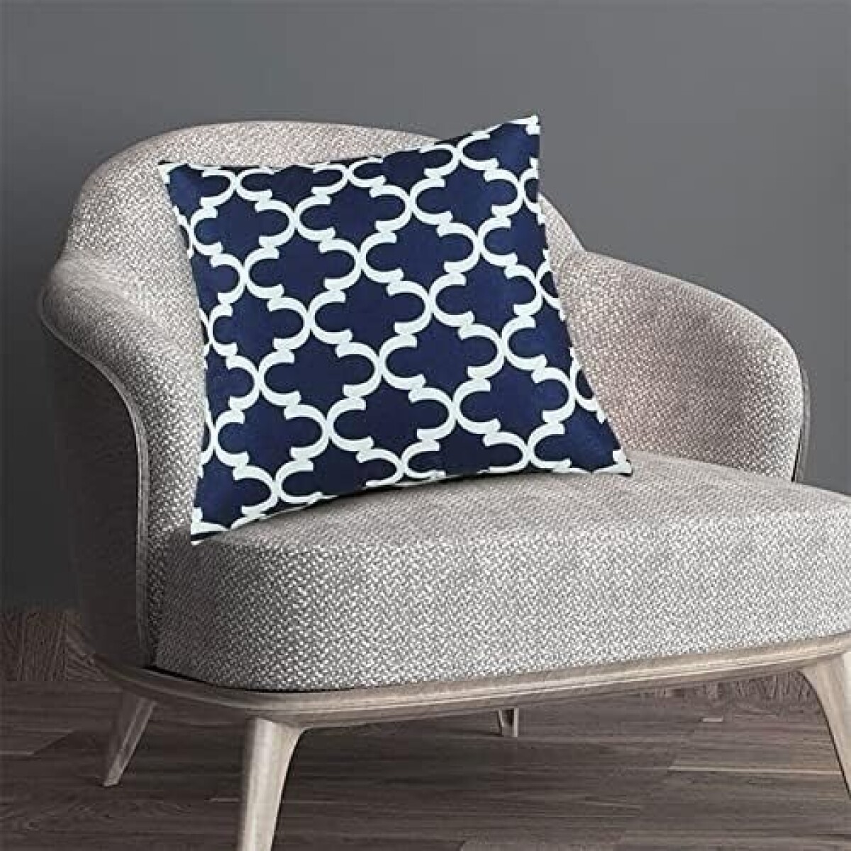 ALMOHADON ESTAMPADO 45x45CM GEOMETRICO AZUL/BLANCO 