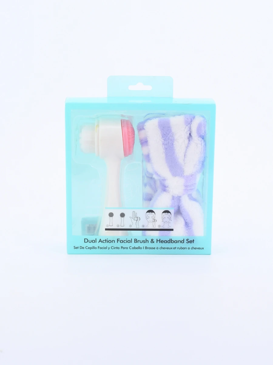 BELLEZA SET CEPILLO FACIAL Y VINCHA 2 PIEZAS - BLANCO 