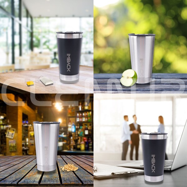 Vaso Termico De 592ml Acero Inoxidable Doble Capa Con Tapa Color Negro Vaso Termico De 592ml Acero Inoxidable Doble Capa Con Tapa Color Negro