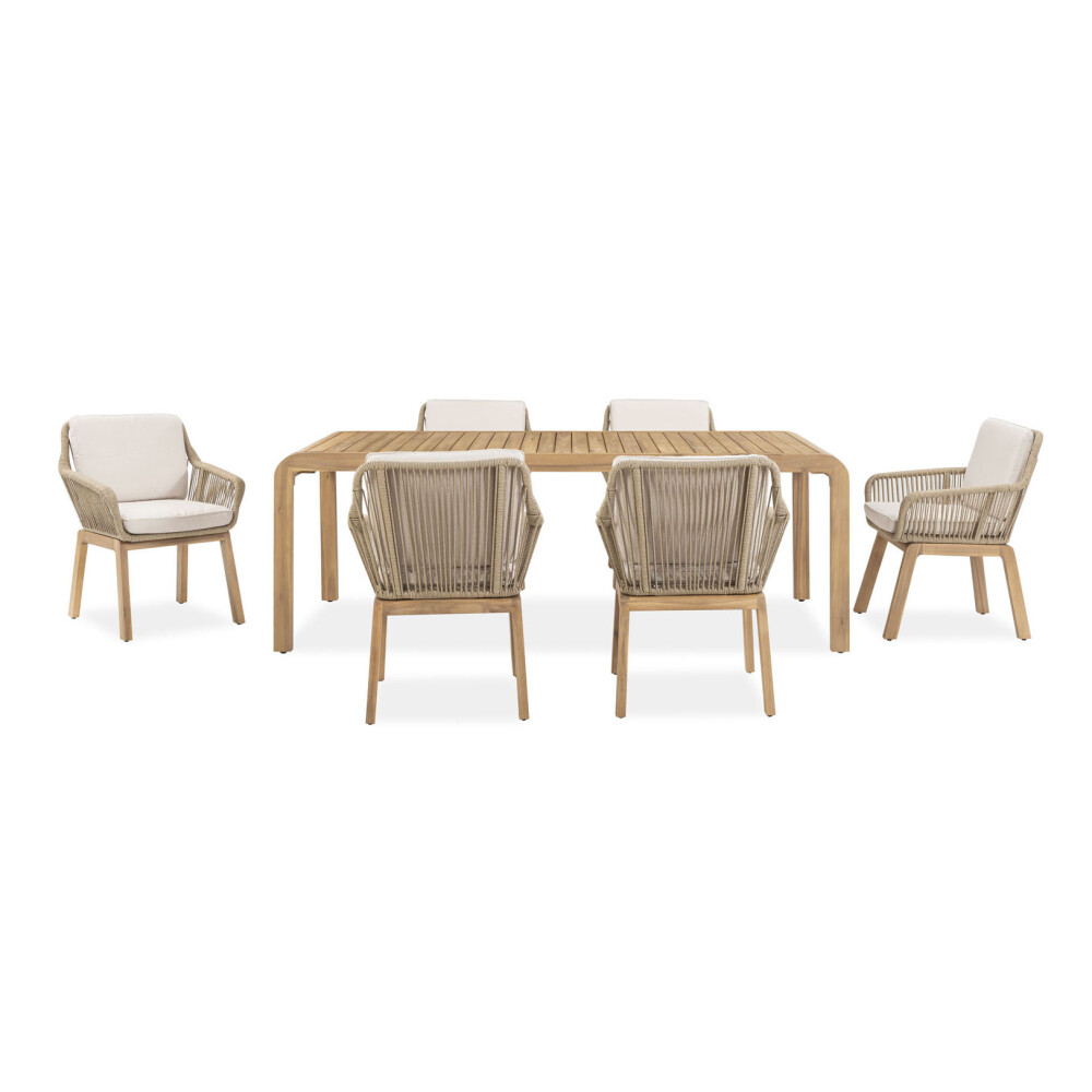 SET DE COMEDOR EXTERIOR MADERA-ACACIA NATURAL-BEIGE CAMEO