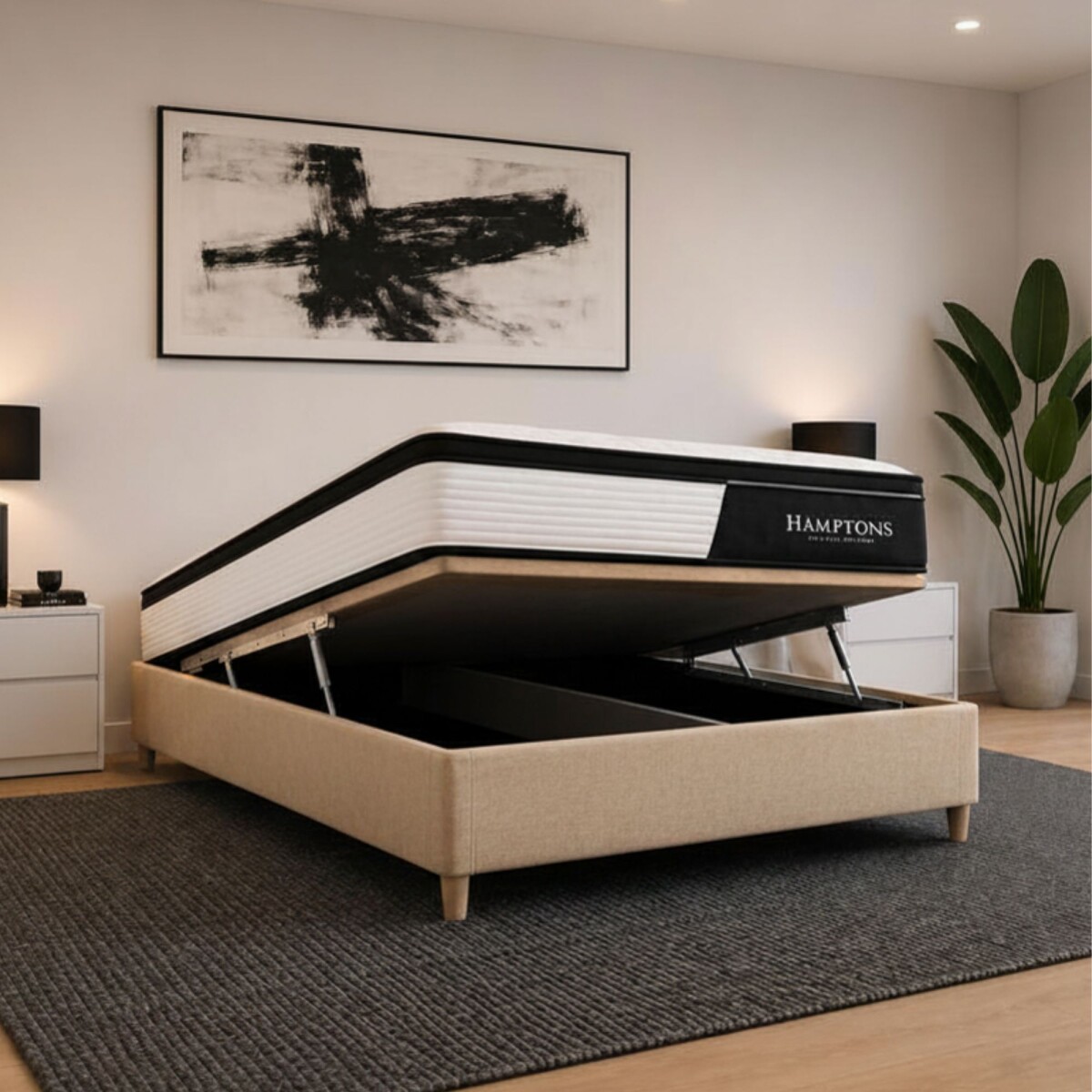 Sommier 2 Plazas THM Hybrid Cobalt Smart Box Baúl - Beige 