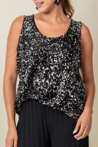 BLUSA NEROLI Negro y plata