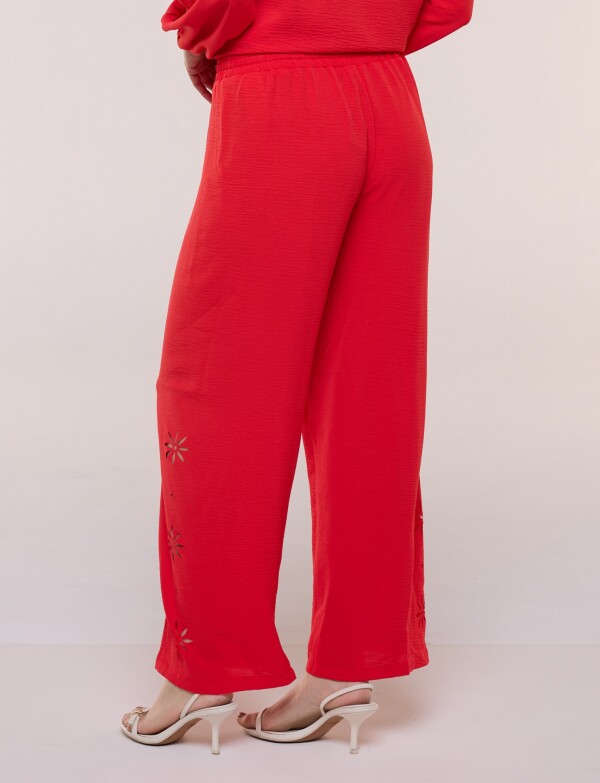 Pantalon Fluído Con Lateral Calado ROJO