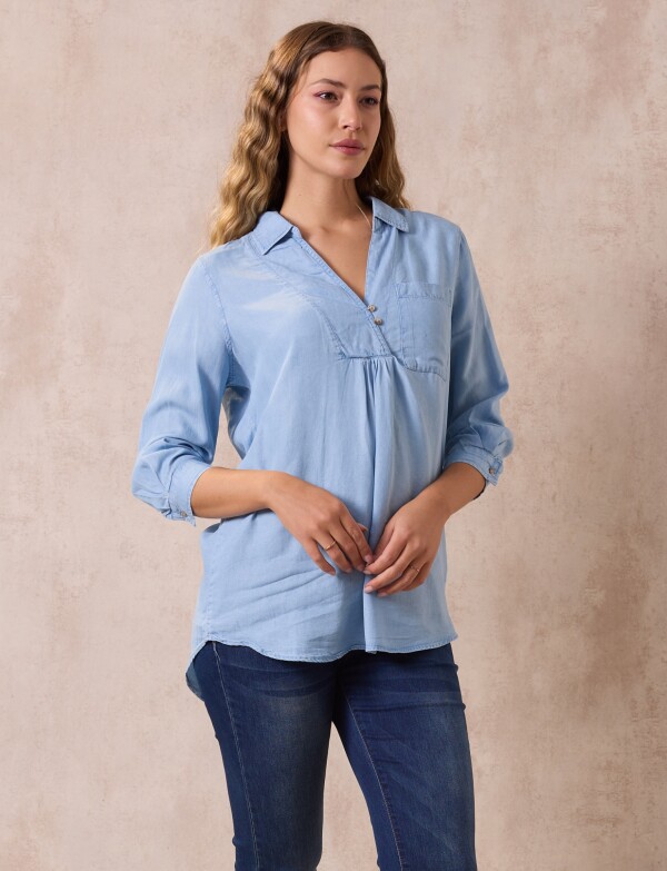 Blusa Lyocell Bolsillo JEAN CLARO