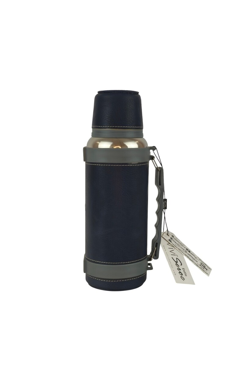 Termo de acero forrado un litro Azul