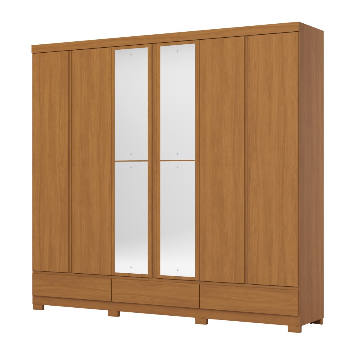 ROPERO IMPERIAL 6 PUERTAS 9 CAJONES CON ESPEJOS GUARDARROPA CLOSET ARMARIO 100% MDF - COLOR MADERA 