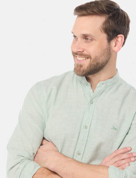 CAMISA DE LINO CUELLO MAO Menta