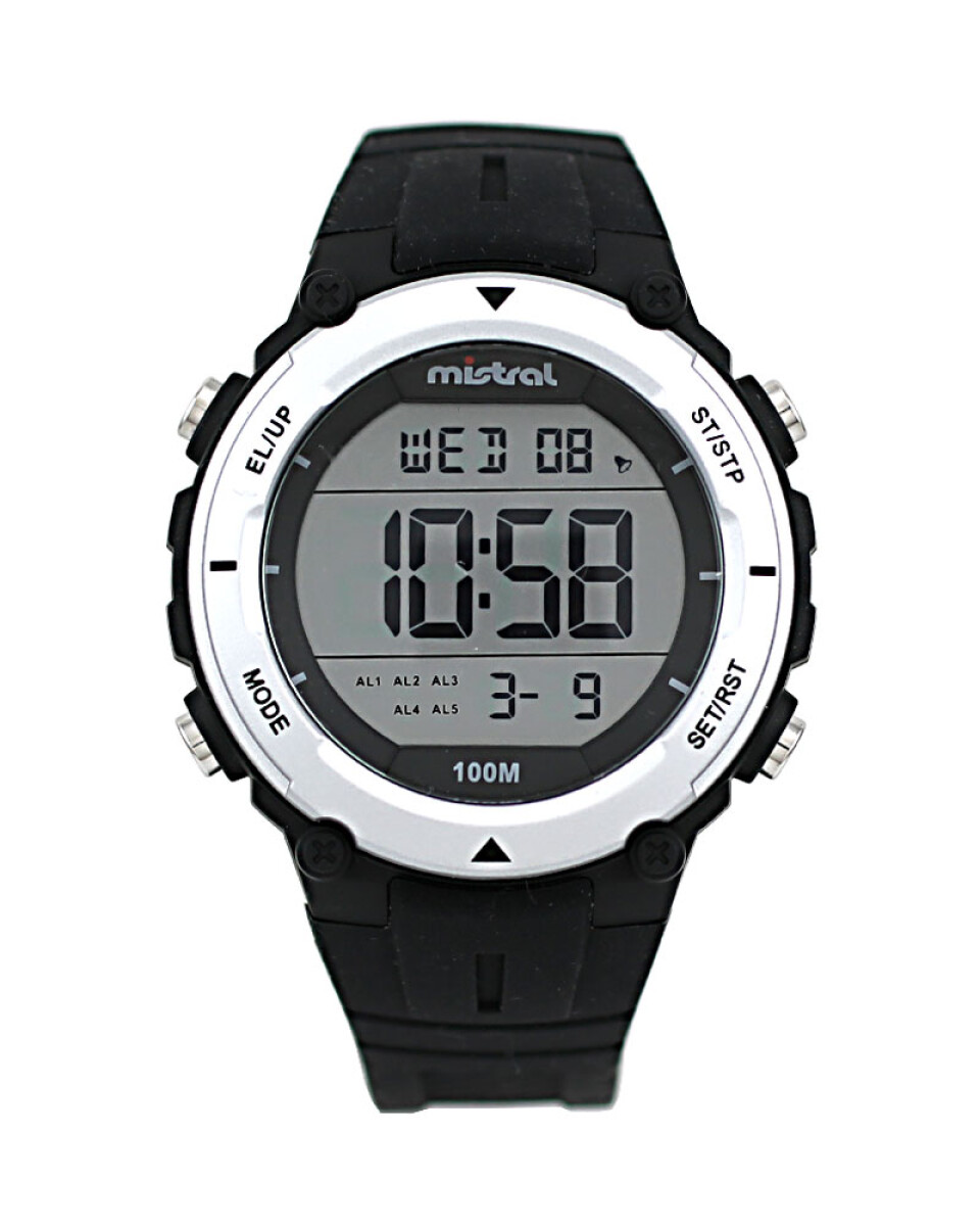 Reloj Mistral Deportivo Silicona Negro. "Producto sin caja" 