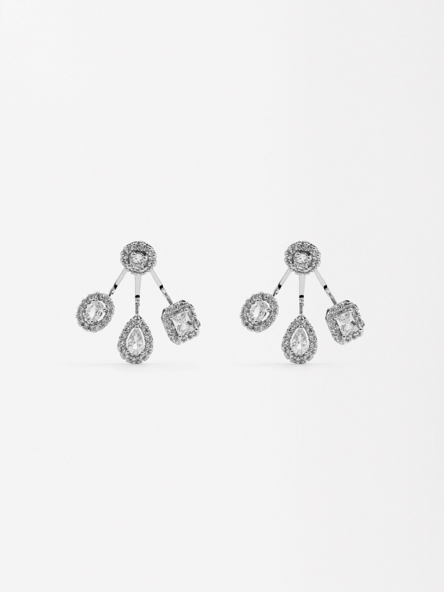 Pendientes Con Zirconias plateado